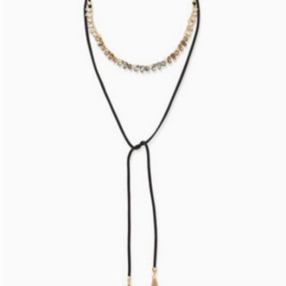 Stella & Dot Gold and Black Lariat Necklace